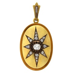 Victorian 1.25 Total Carat Rose Cut Diamond Starburst Locket