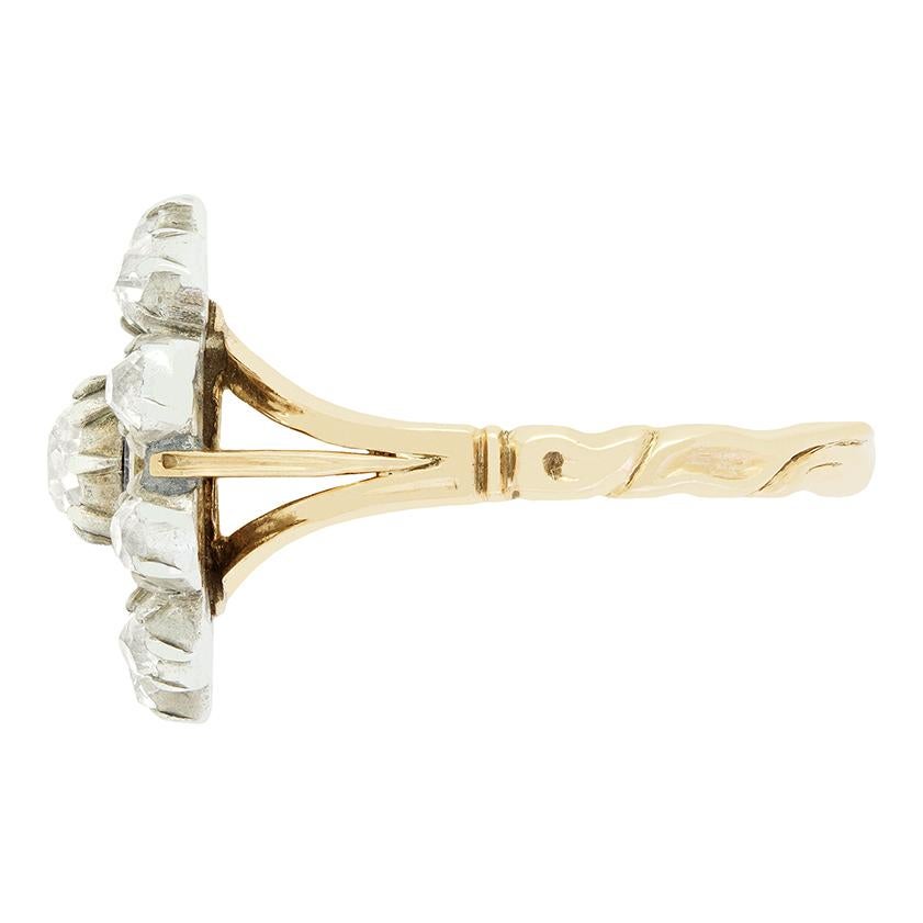 Victorien Bague victorienne en diamants et émail de 1,25 carat, années 1860 en vente