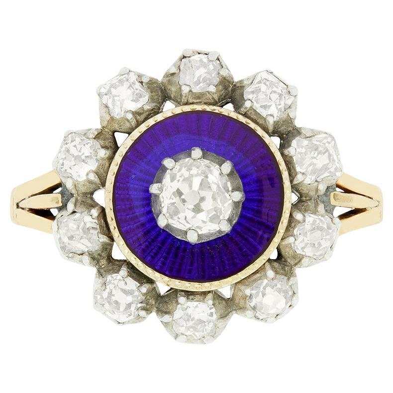 Victorian 1.25ct Diamond and Enamel Ring, c.1860s