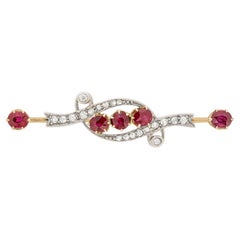 Victorian 1.25ct Ruby and Diamond Brooch, c.1880s