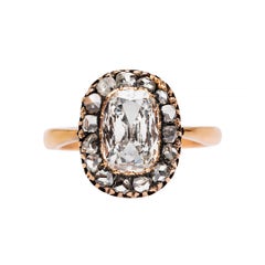 Victorian 1.26 Carat Diamond Halo Cluster Engagement Ring