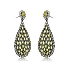 Victorian 12.9Cttw. Peridot Teardrop Dangle Earring in 925 Sterling Silver