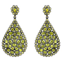 Viktorianisch 12.9Cttw. Peridot Tropfen-Ohrring aus 925er Sterlingsilber mit Peridot