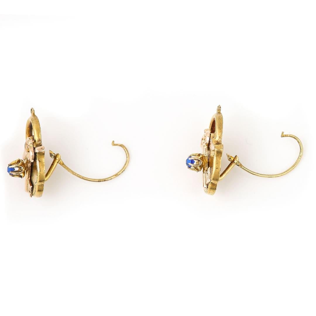 Late Victorian Victorian 12 Carat Gold Blue Paste Padlock and Key Earrings, circa 1870