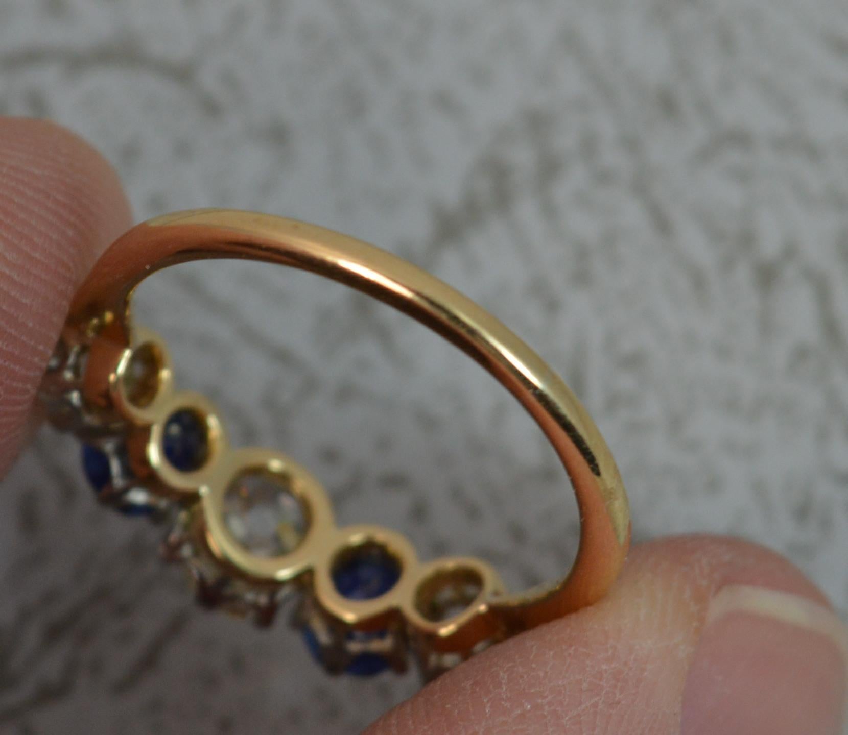 Victorian 1.2 Carat Old Cut Diamond Sapphire 18 Carat Gold Five-Stone Stack Ring 2