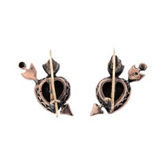 Victorian 12k Foiled Back Rose Cut Diamond Heart & Arrow Earrings