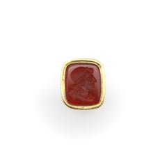 Victorian 12K Gold Cased and Carnelian Fob with Intaglio Portrait