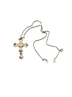 Victorian 12K Gold Filled Amethyst Floral Cross Necklace 1890