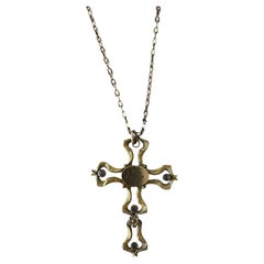 Victorian 12K Gold Filled Amethyst Floral Cross Necklace 1890