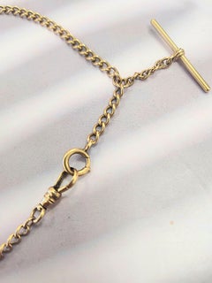 Victorian 12K Rose Gold Watch Fob Double Row Bracelet Link Chain - 13 Inch
