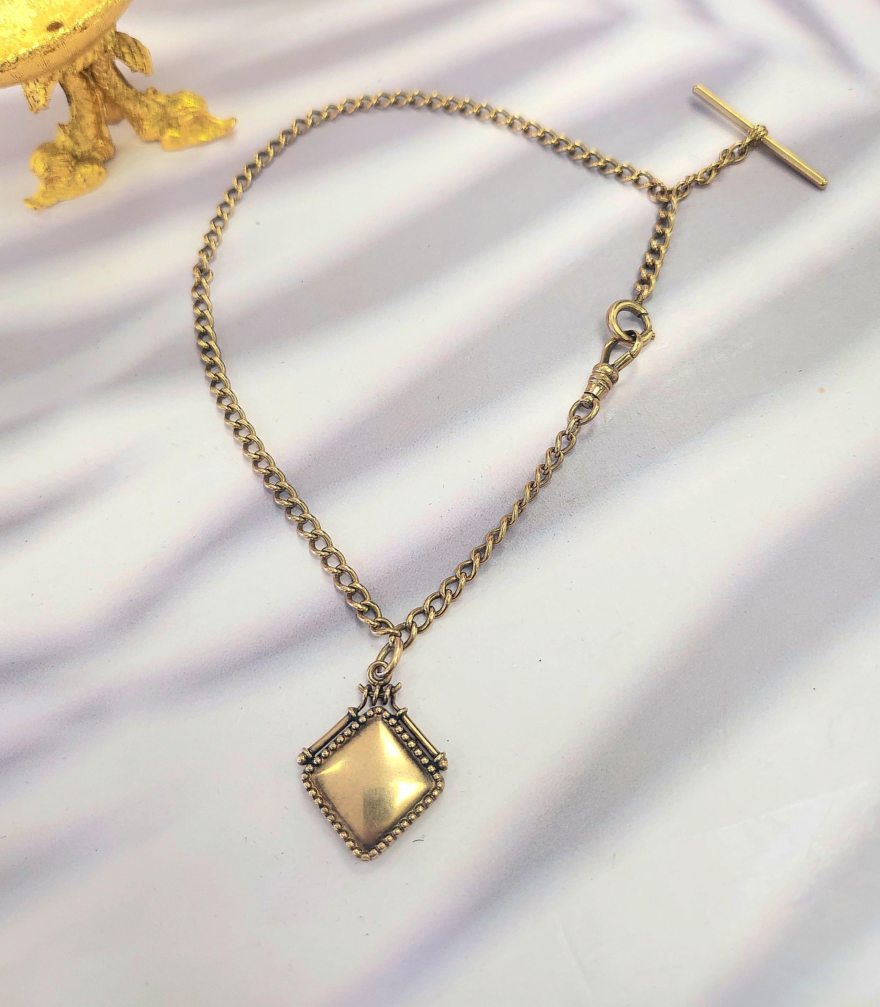 da uomo o donna Orologio vittoriano in oro rosa 12K con catena a doppia fila A Link - 13 pollici in vendita