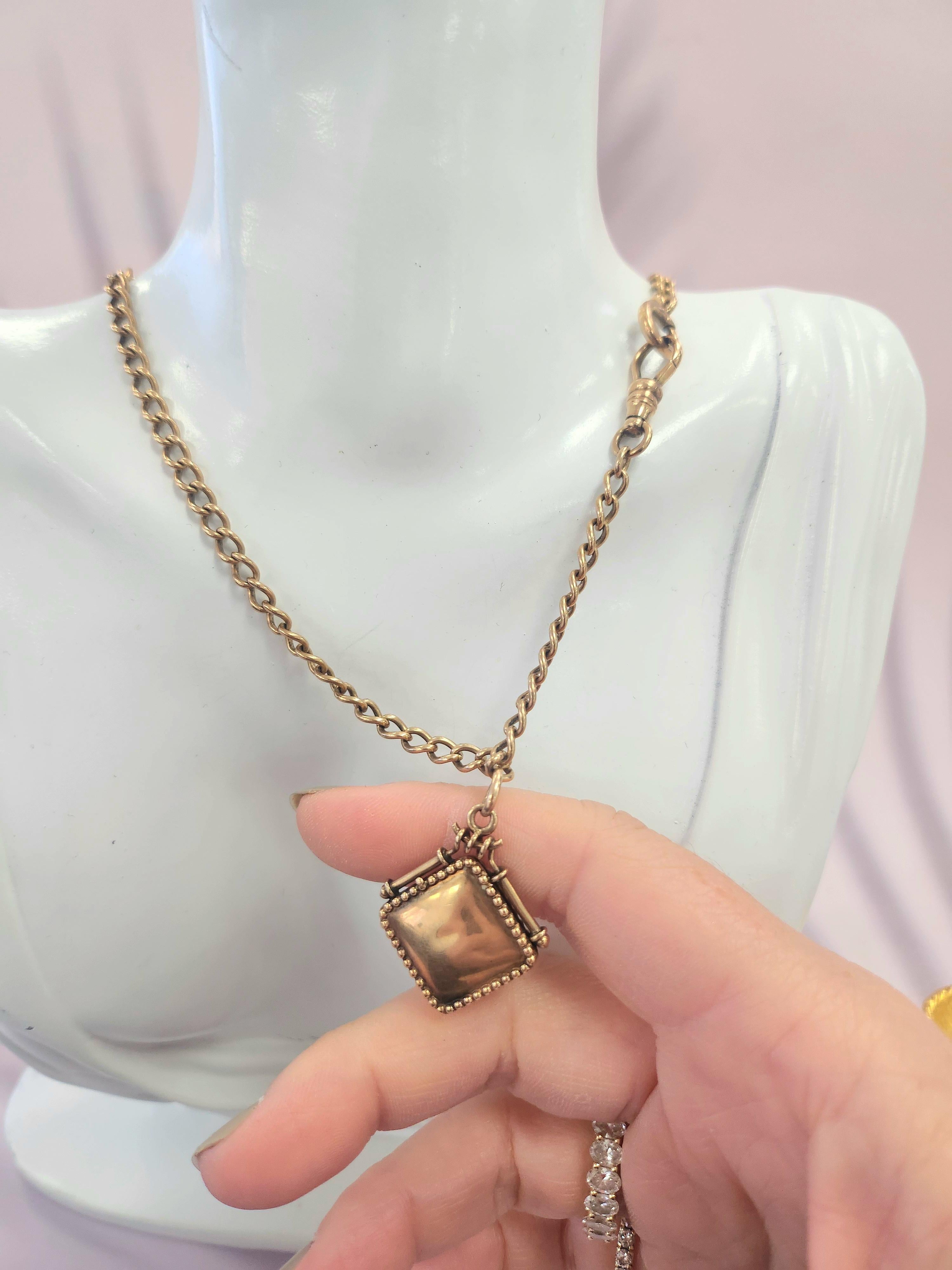 Orologio vittoriano in oro rosa 12K con catena a doppia fila A Link - 13 pollici in vendita 1