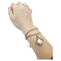 Leontina de reloj victoriana de oro rosa de 12 quilates Cadena de eslabones de pulsera de doble fila - 13 pulgadas