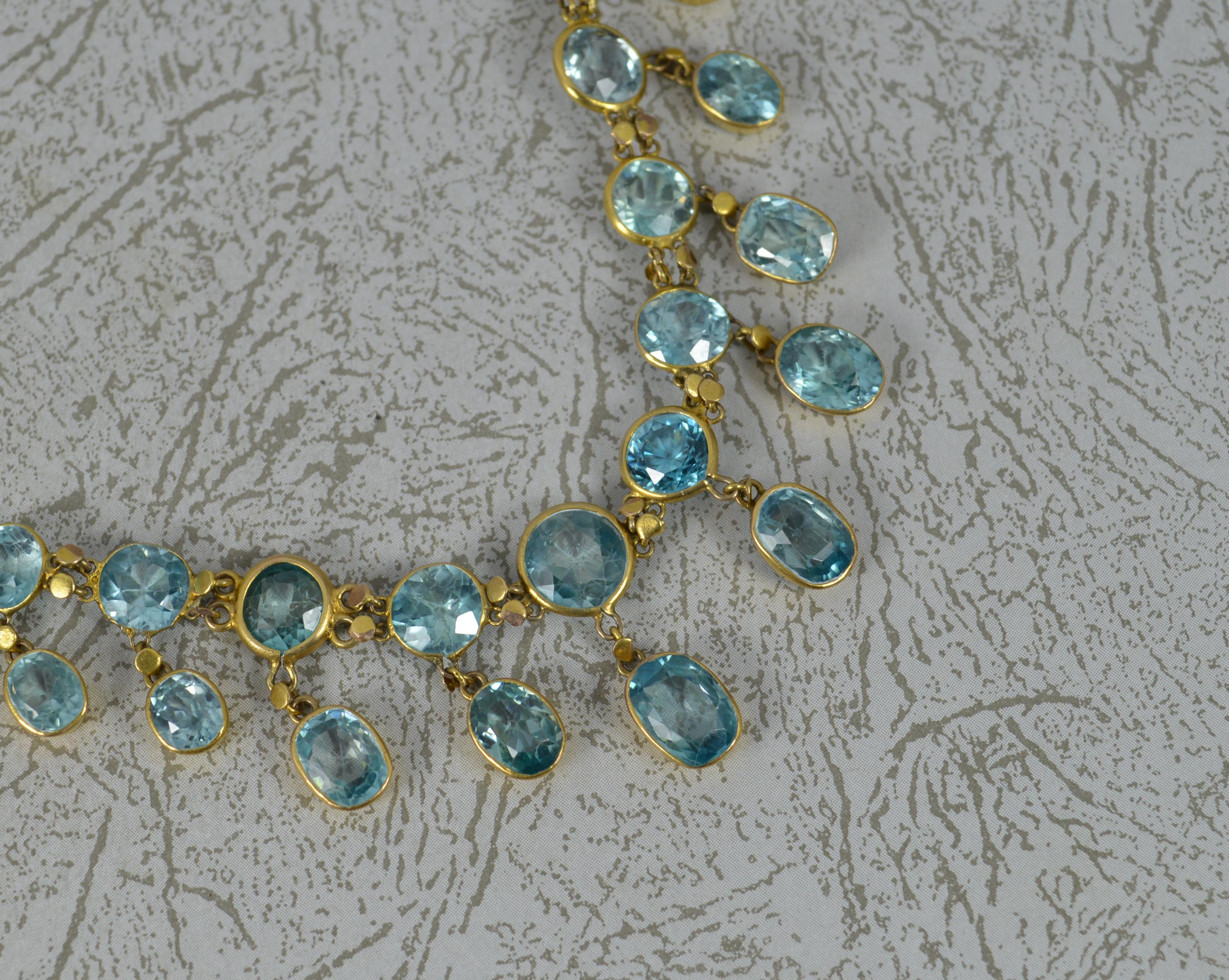 Viktorianische Riviere-Halskette aus 9 Karat Gold und blauem Zirkon, viktorianisch (Spätviktorianisch) im Angebot