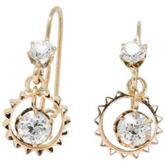 Victorian 1.30 Carat Diamond 14 Karat Rose Gold Drop Earrings