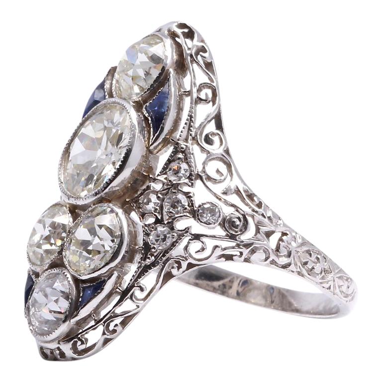 Victorian 1.30 Carat Old European Cut Diamond Platinum Ring In Excellent Condition In Beverly Hills, CA