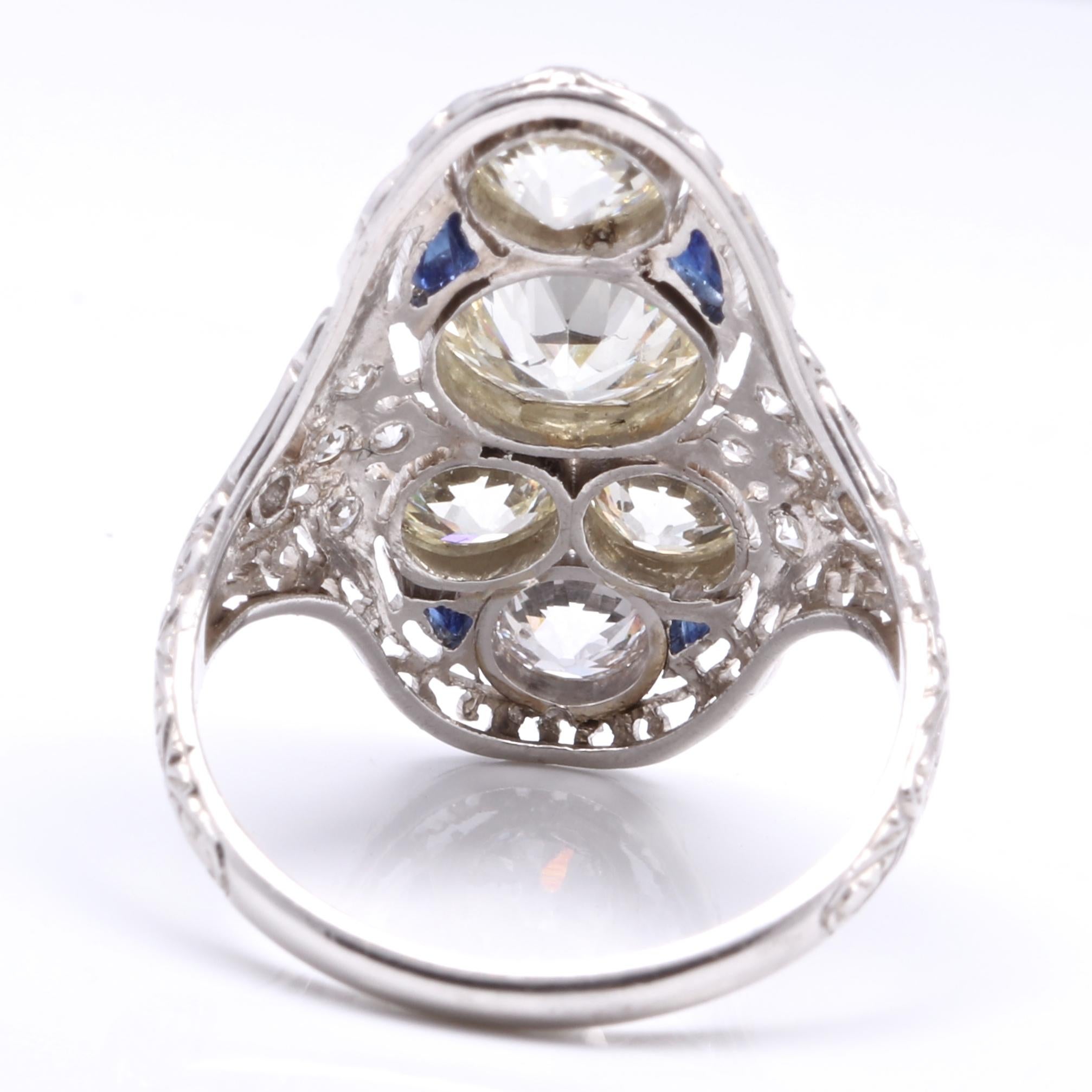 Women's Victorian 1.30 Carat Old European Cut Diamond Platinum Ring