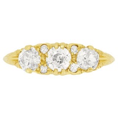 Antique Victorian 1.30 Carat Diamond Three Stone Ring, c.1900s