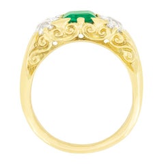 Victorian 1.30ct Emerald and Diamond Trilogy Ring, c.1880s