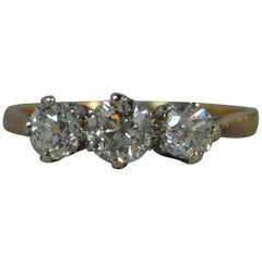 Antique Victorian 1.35 Carat Old Cut Diamond 18 Carat Gold Trilogy Ring