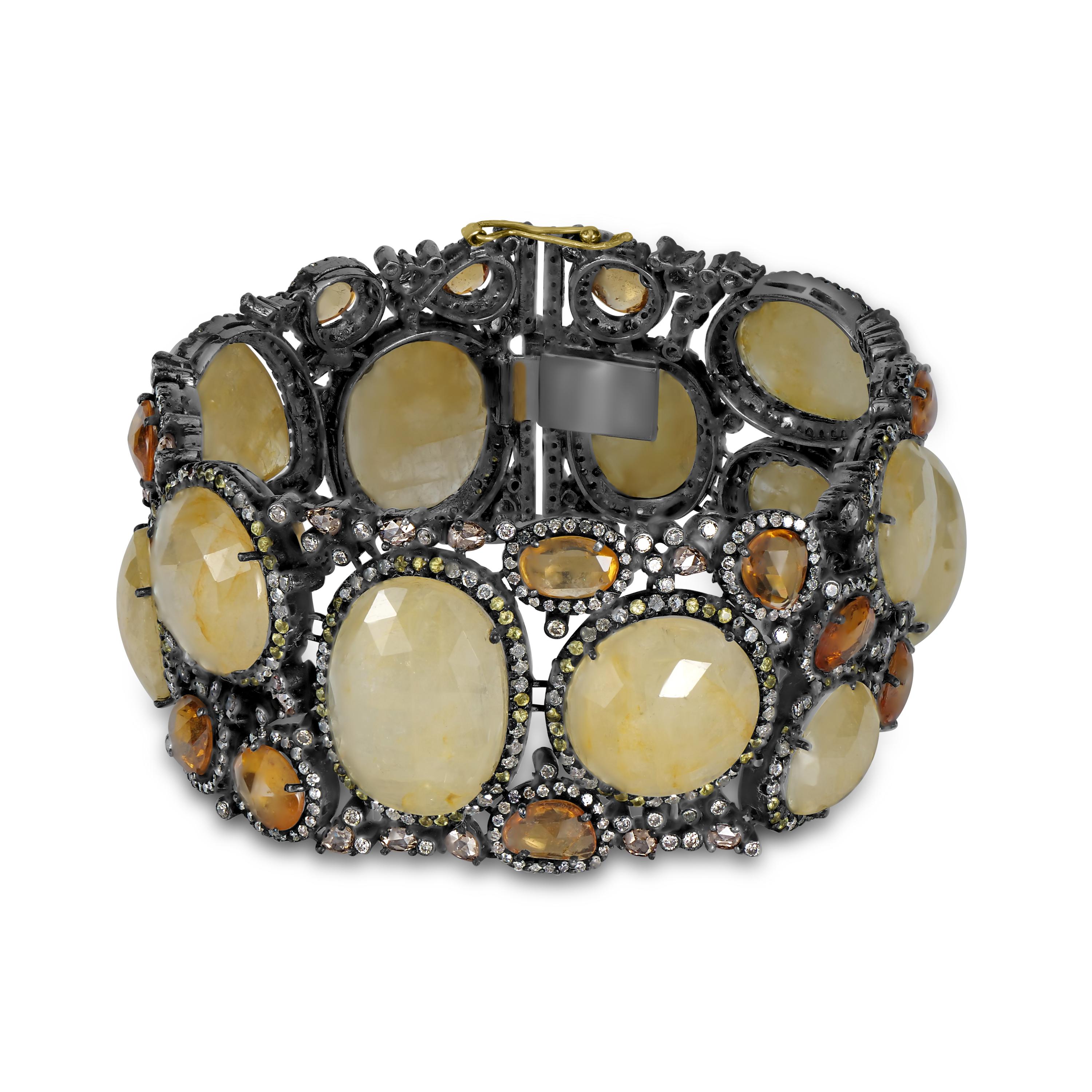 Viktorianisch 135 Cttw. Durchbrochenes Armband mit Saphir und Diamant  im Zustand „Neu“ im Angebot in New York, NY