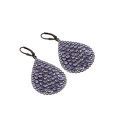 Victorian 13.58 Carat Tanzanite Teardrop Earrings in 925 Sterling Silver