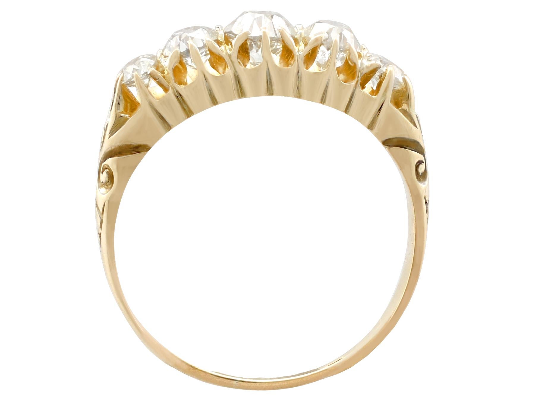 Women's Victorian 1.36 Carat Diamond Gold Five-Stone Ring