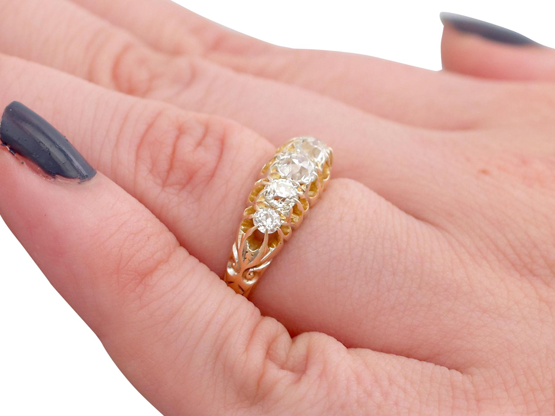 Victorian 1.36 Carat Diamond Gold Five-Stone Ring 3