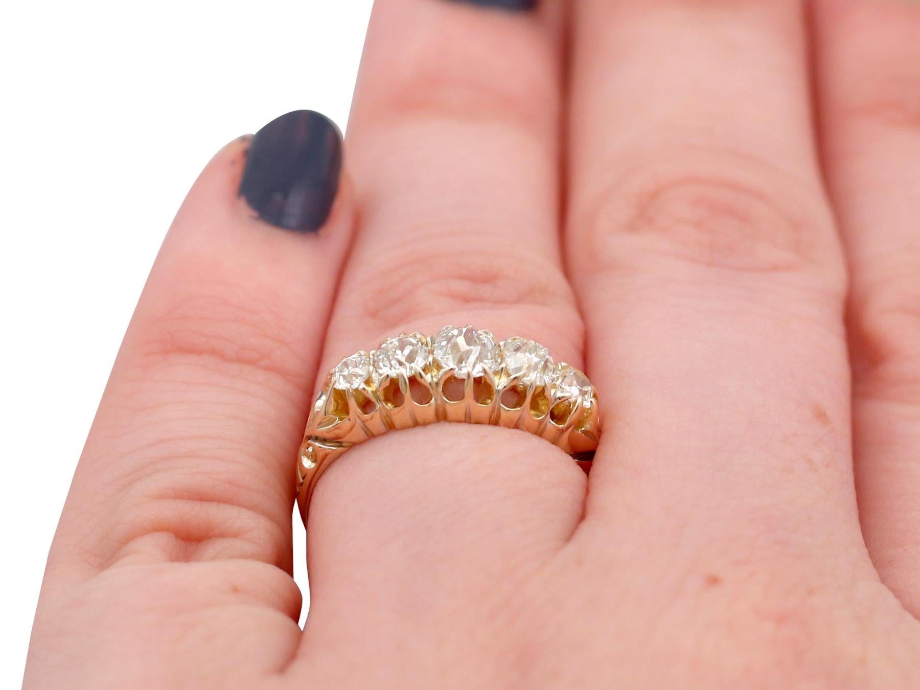Victorian 1.36 Carat Diamond Gold Five-Stone Ring 4