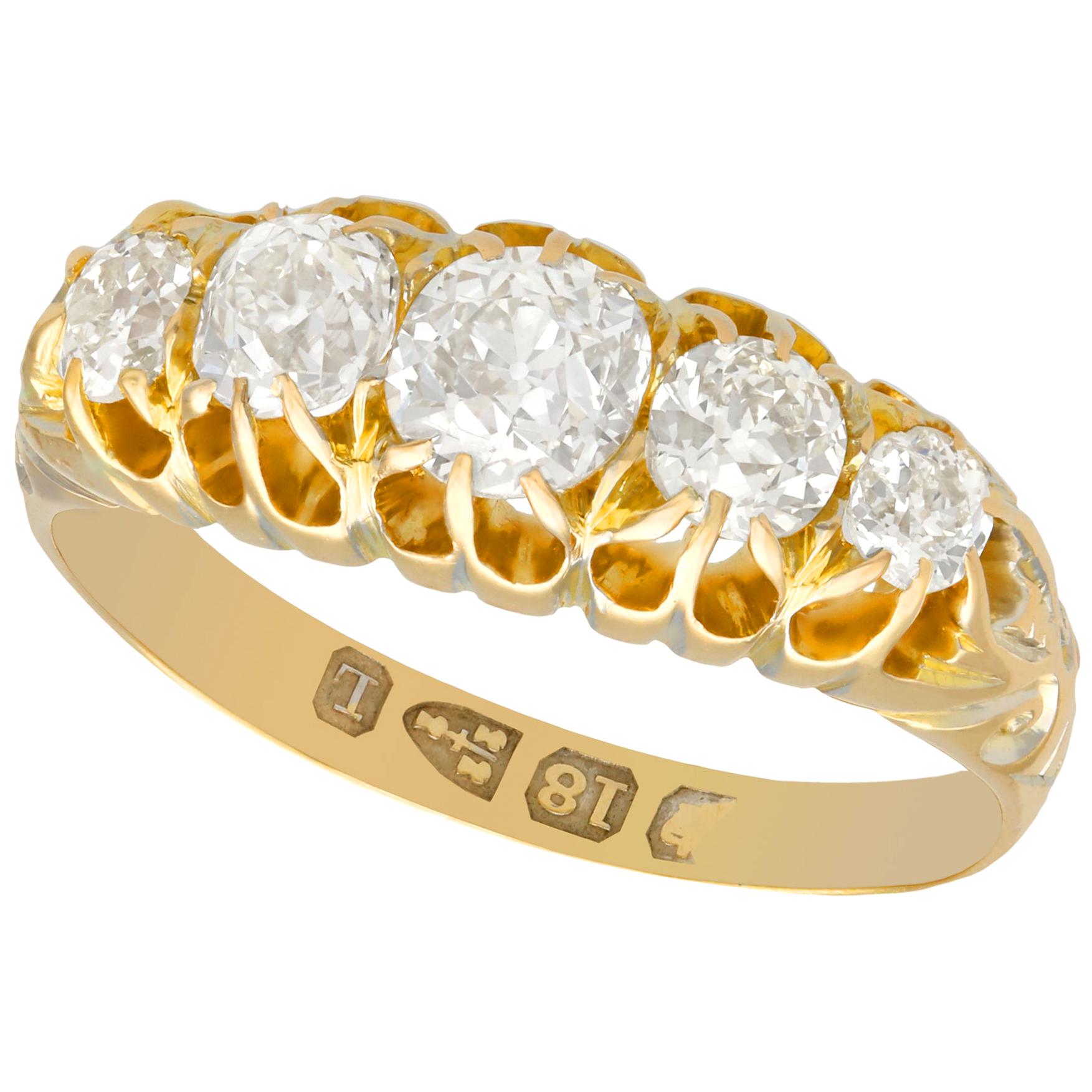 Victorian 1.36 Carat Diamond Gold Five-Stone Ring