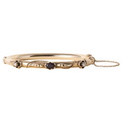 Victorian 13K Gold Garnet
Pearl Bangle