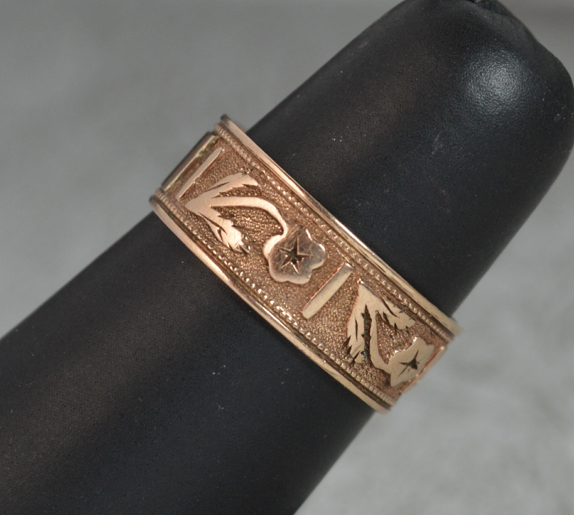 Victorian 14 Carat Rose Gold Floral Forget Me Not Band Ring 10