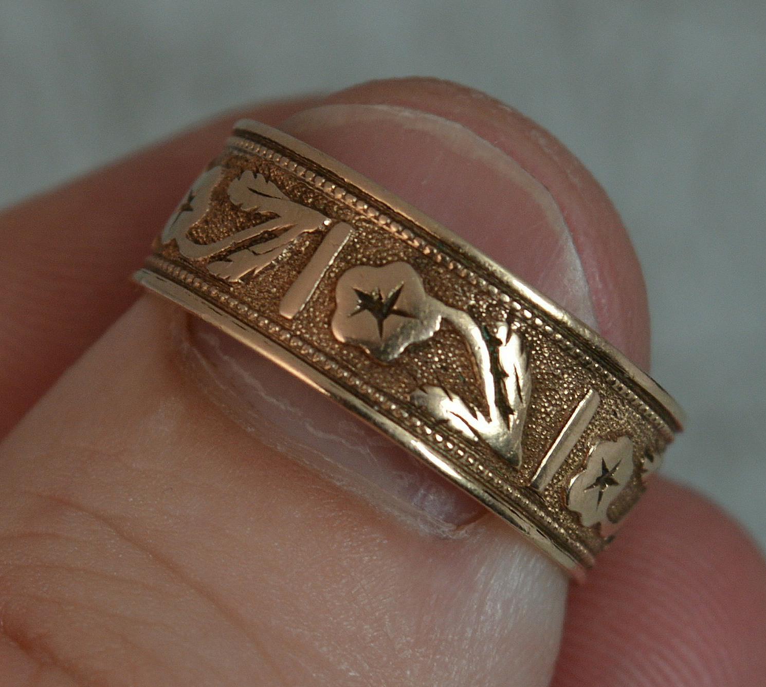 Victorian 14 Carat Rose Gold Floral Forget Me Not Band Ring 5
