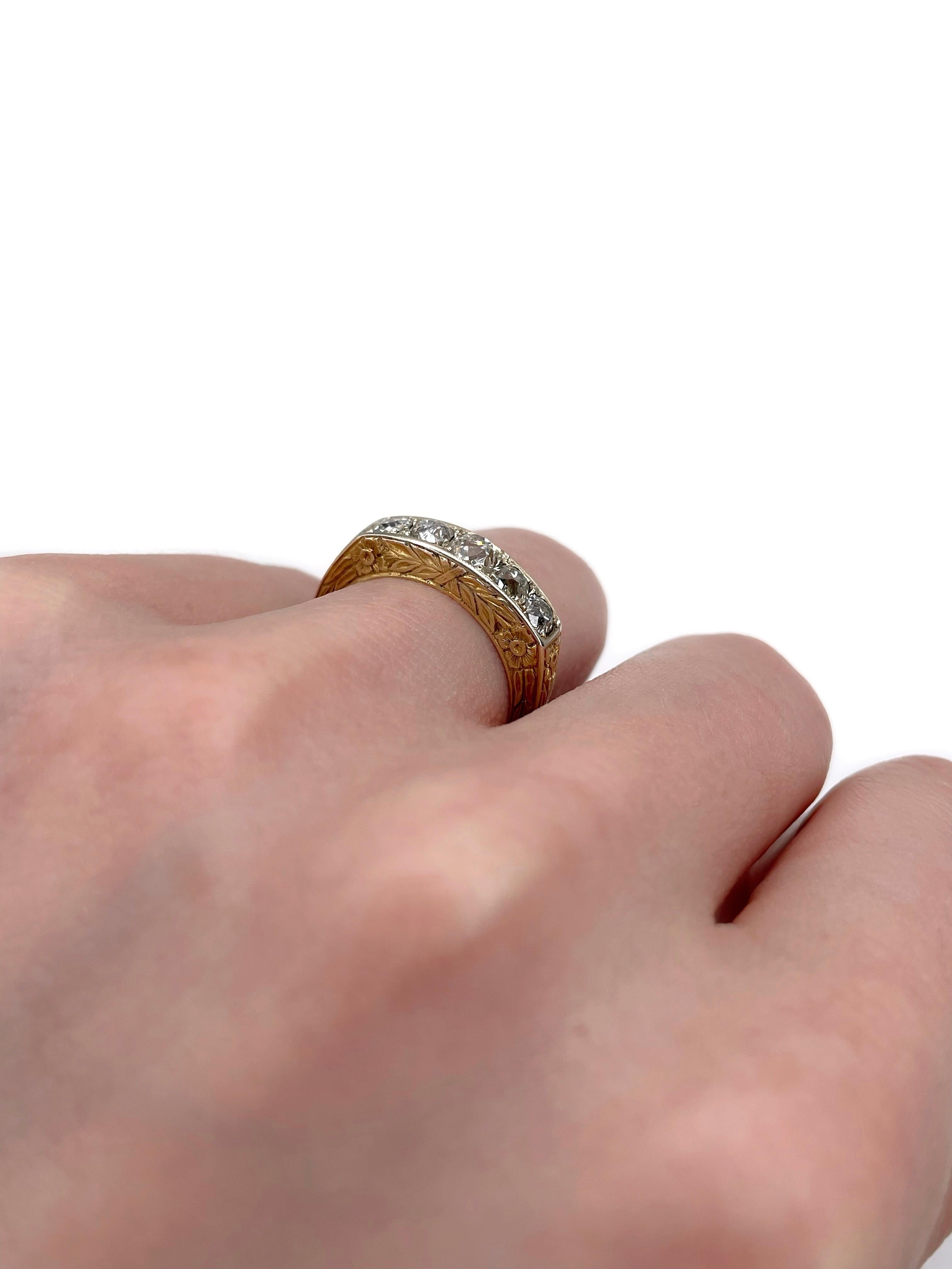 Vittoriano Anello vittoriano in oro 14 carati con diamante Old Mine Cut da 0,85 carati in vendita
