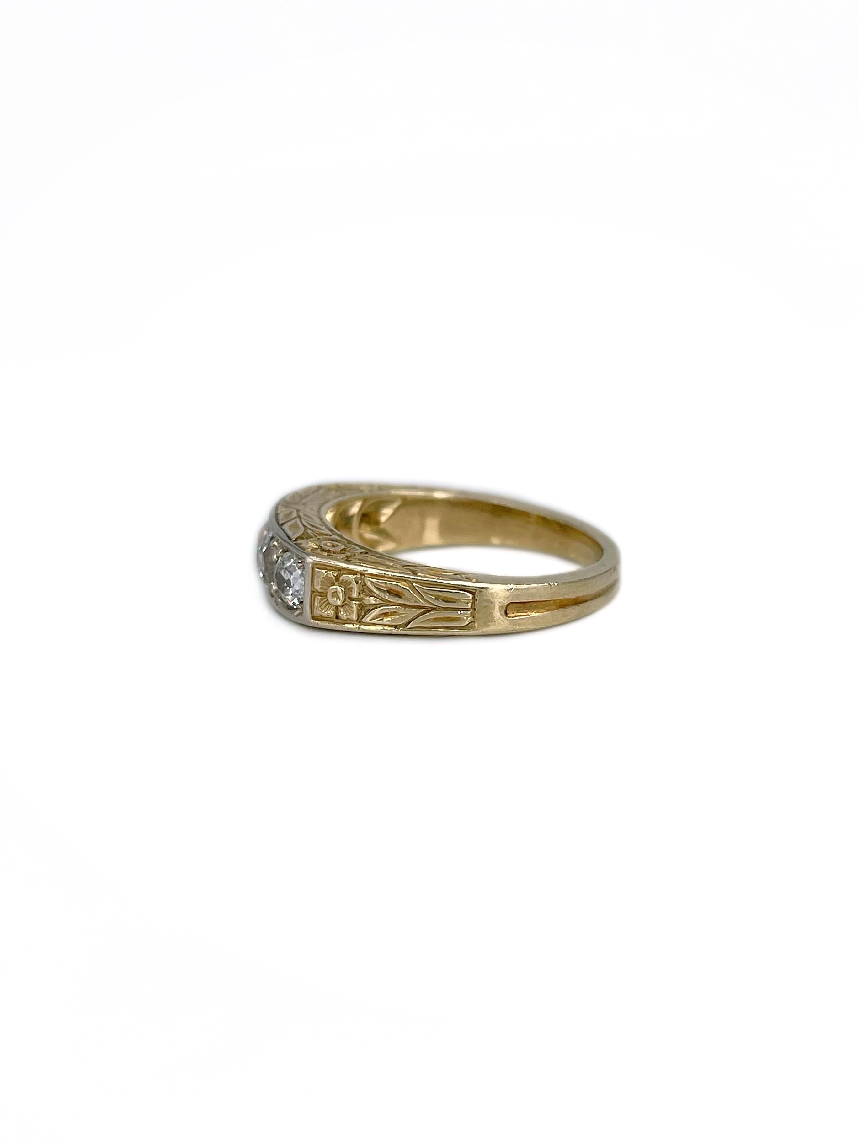 Taglio vecchia miniera Anello vittoriano in oro 14 carati con diamante Old Mine Cut da 0,85 carati in vendita