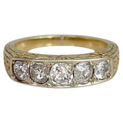 Viktorianischer Ring aus 14 Karat Gold mit 0,85 Karat Diamanten im alten Minenschliff
