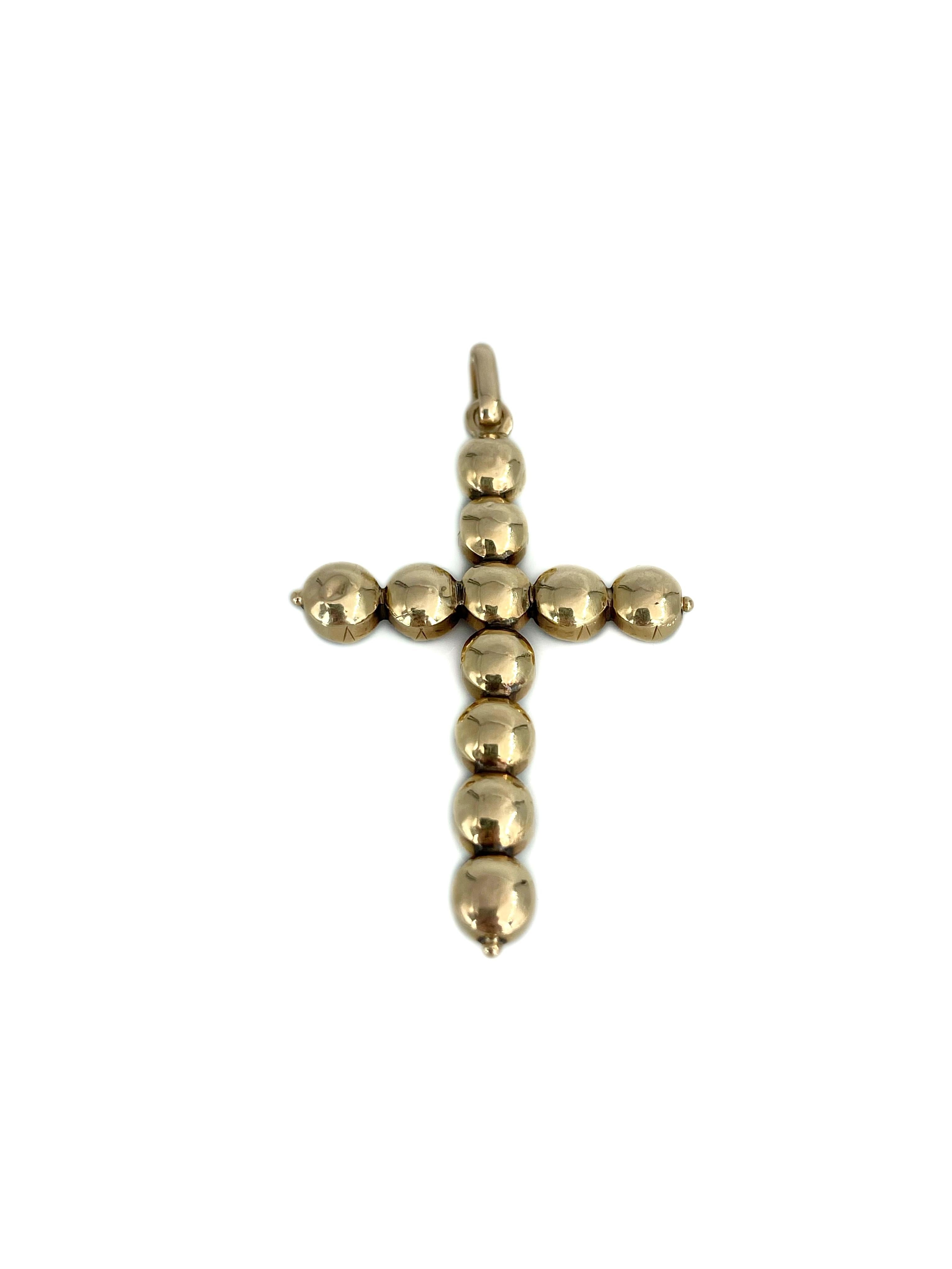 Taille rose Pendentif croix victorien en or 14 carats avec grenat rouge taille rose de 6,00 carats en vente