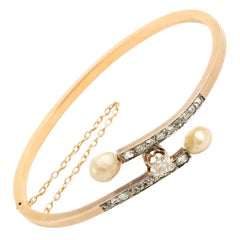 Victorian 14 Karat Gold and Old Mine Cut Diamond Bracelet