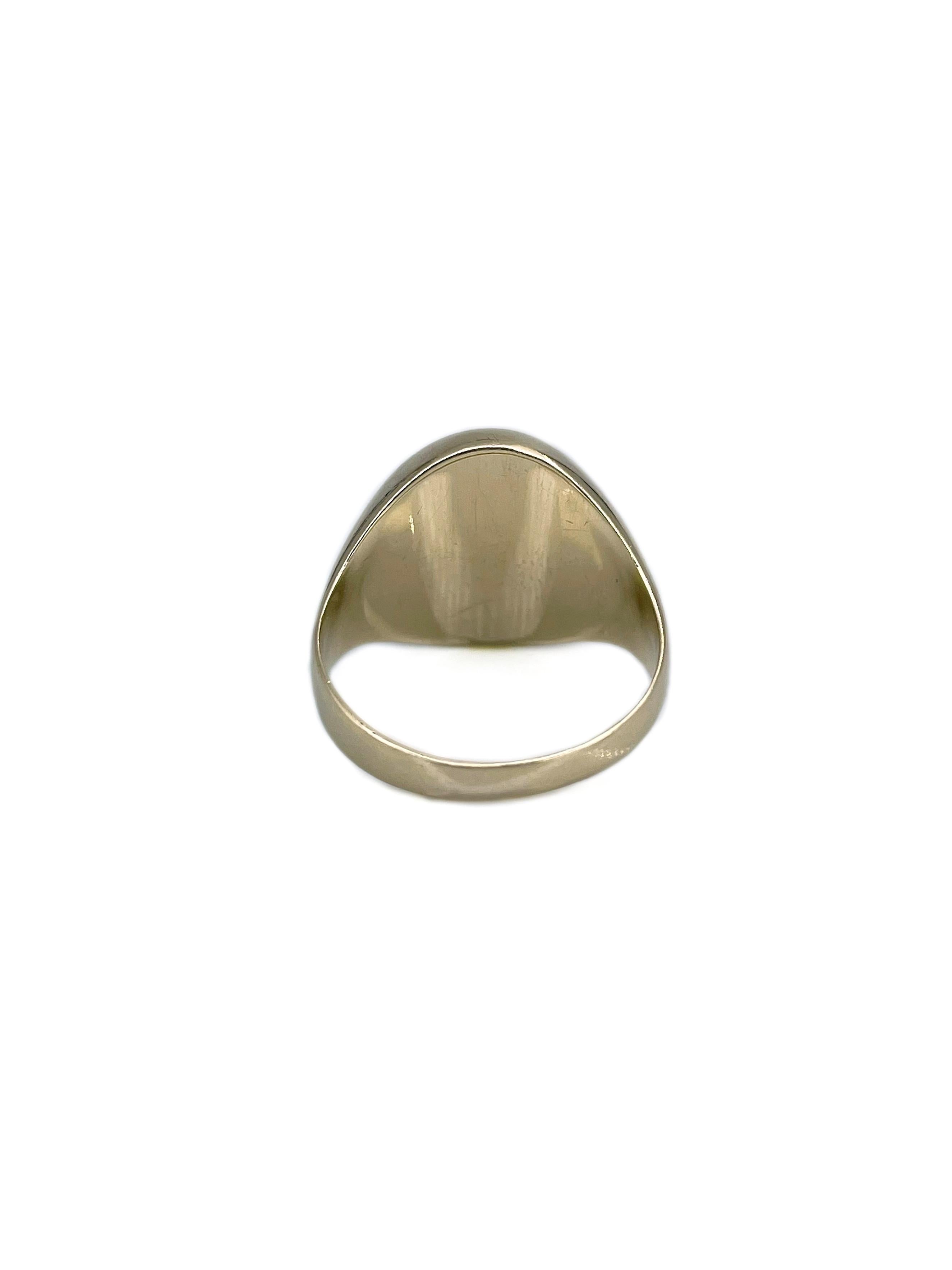 Victorian 14 Karat Gold Bloodstone Intaglio Heraldic Signet Ring 1
