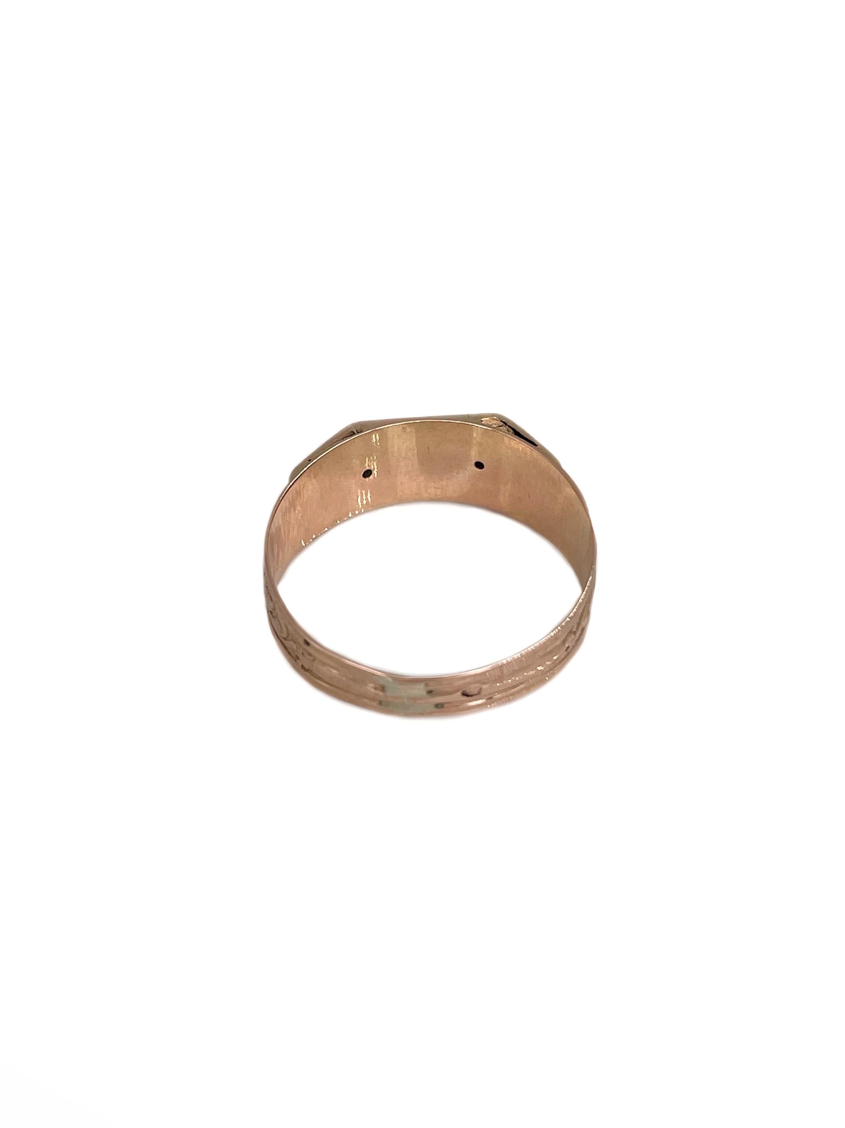Viktorianischer 14 Karat Gold Blau Rot Grün Weiß Emaille Blumenmotiv Band Ring im Angebot 1