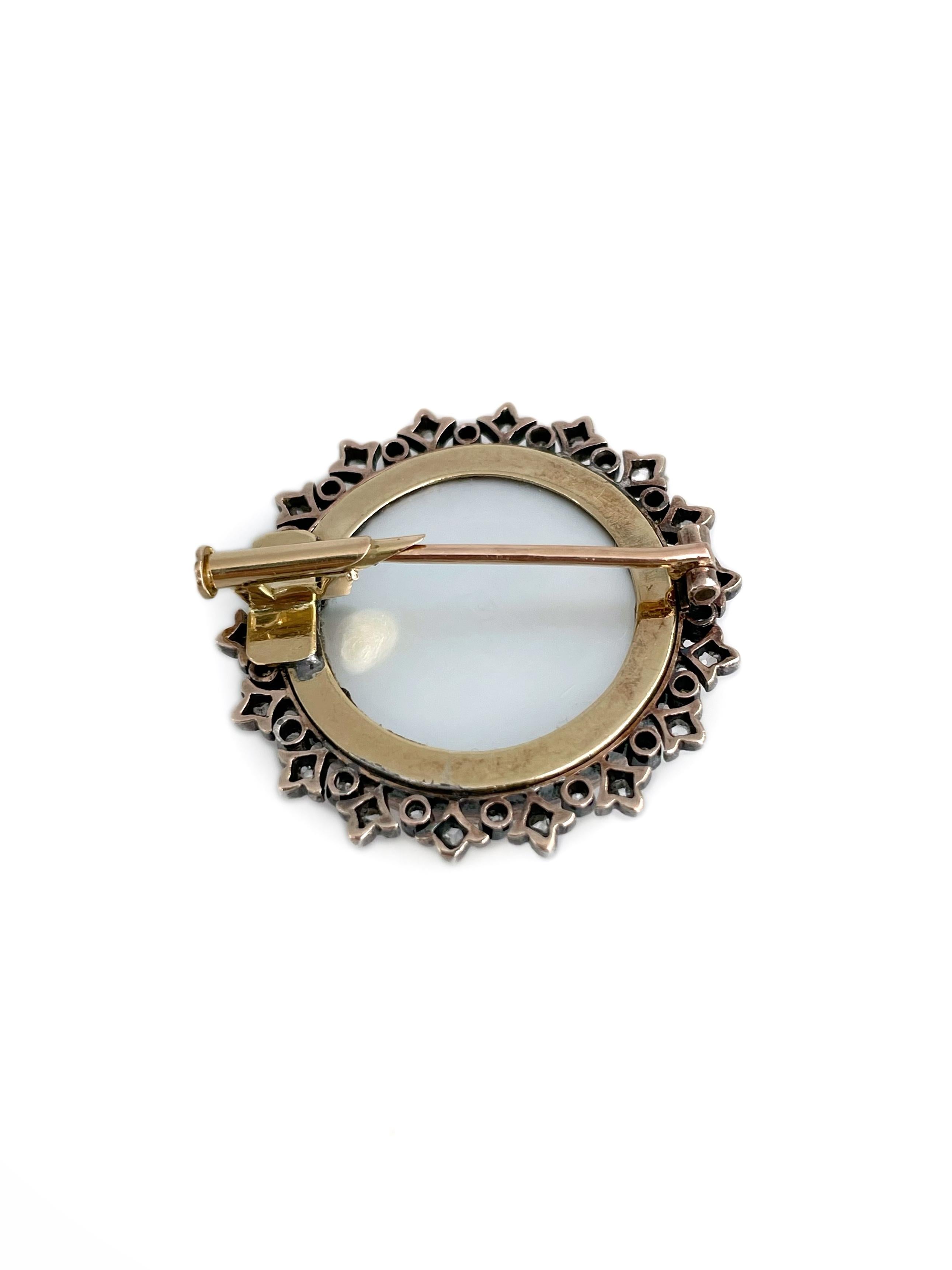 Femenino o masculino Broche Victoriano de Oro de 14 Kilates Essex Cristal Calcografía Inversa Perro Diamante en venta