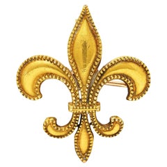 Antique Victorian 14 Karat Gold Fleur-De-Lis Milgrain Pendant Watch Locket Pin