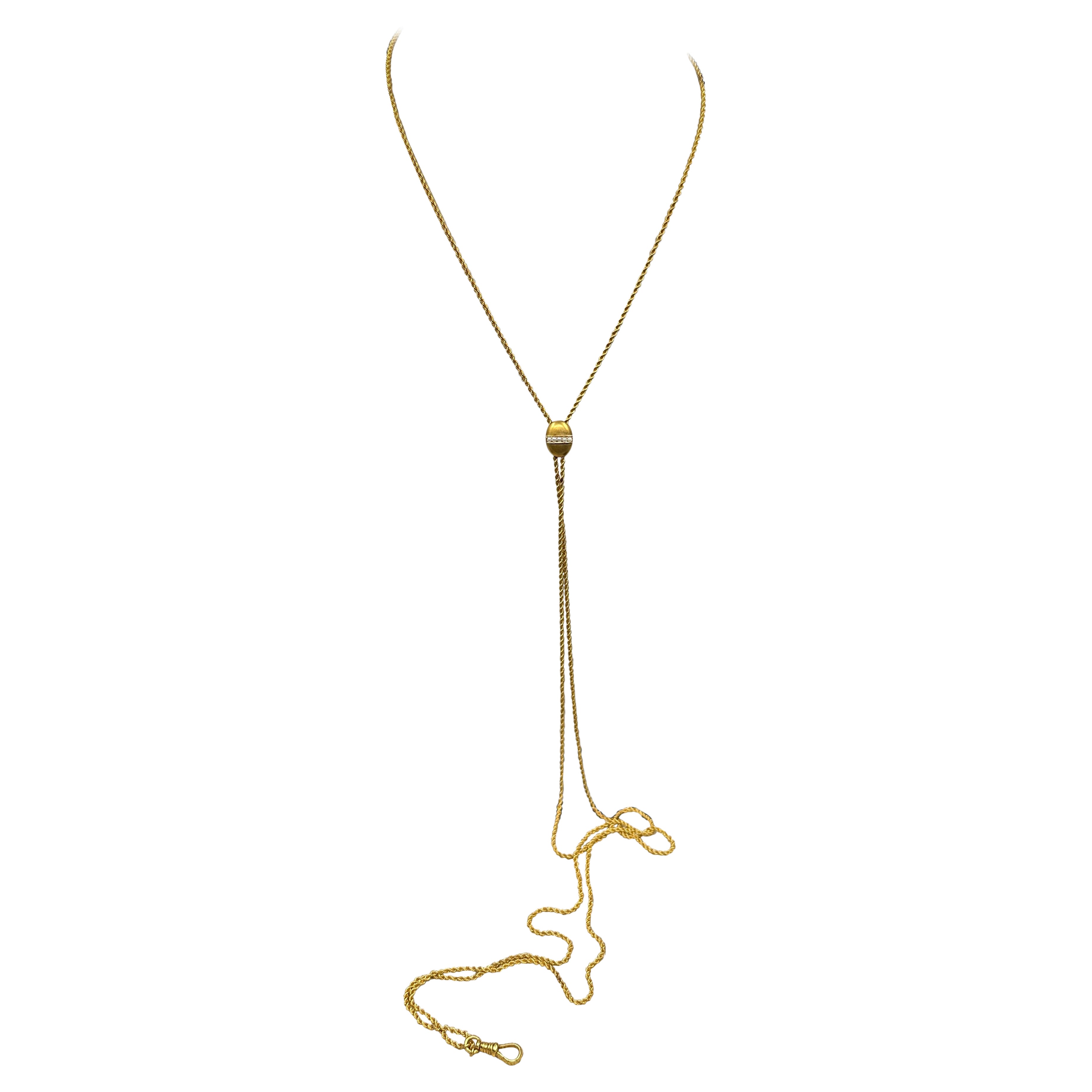 Collana vittoriana a catena Longuard in oro 14 carati da 47 pollici Clip per cani a scorrimento con perle in vendita