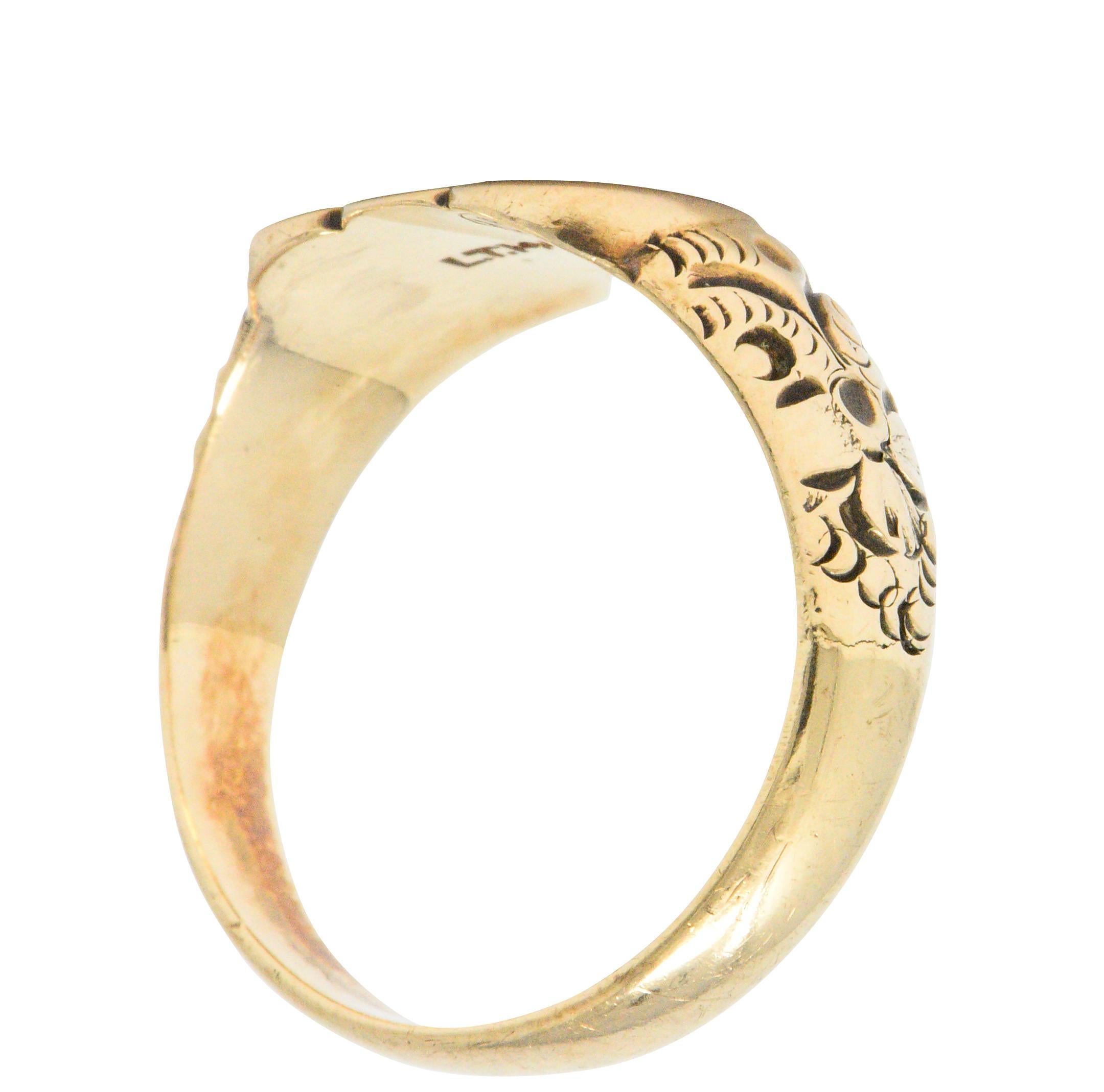 Women's or Men's Victorian 14 Karat Gold Men's Double Heart Ring L. Tassara