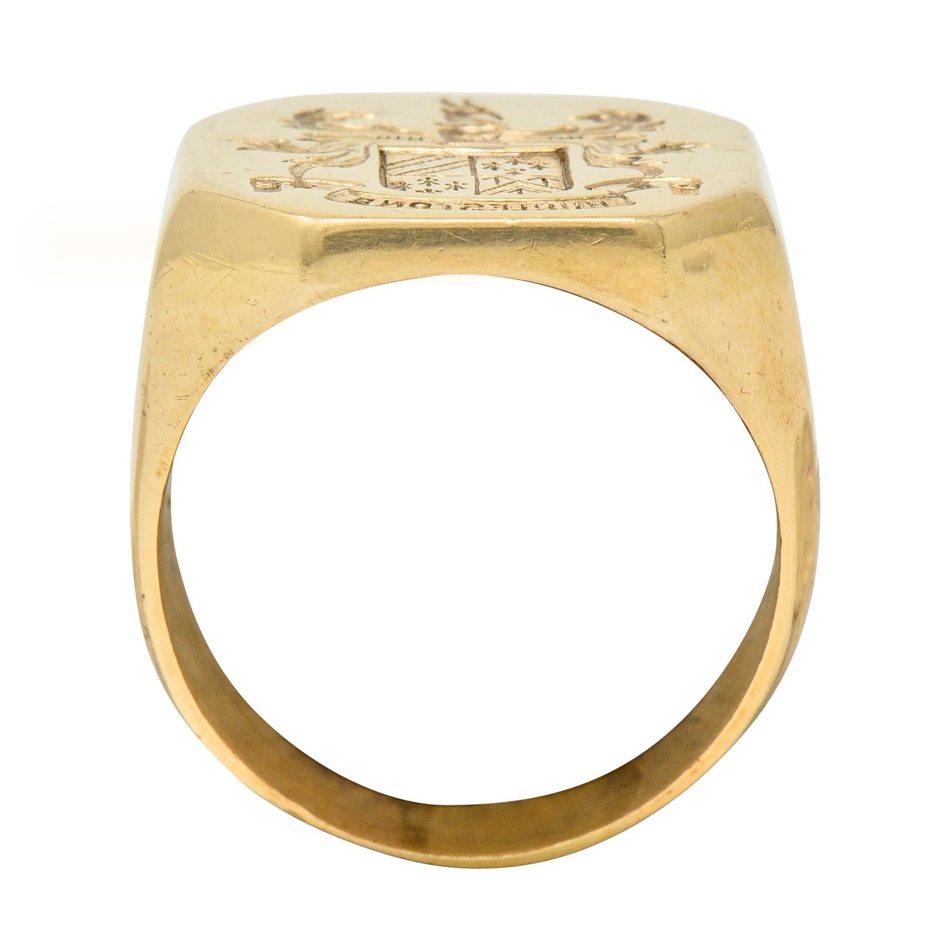 Victorian 14 Karat Gold Men's Heraldry Signet Ring 1