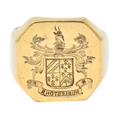 Victorian 14 Karat Gold Men's Heraldry Signet Ring