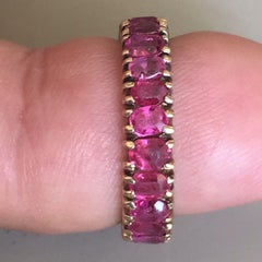 Victorian 14 Karat Gold Natural Burmese Ruby American Handmade Band 1880s