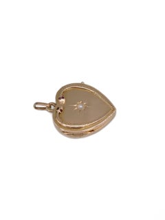 Victorian 14 Karat Gold Pearl Snake Heart Locket Pendant