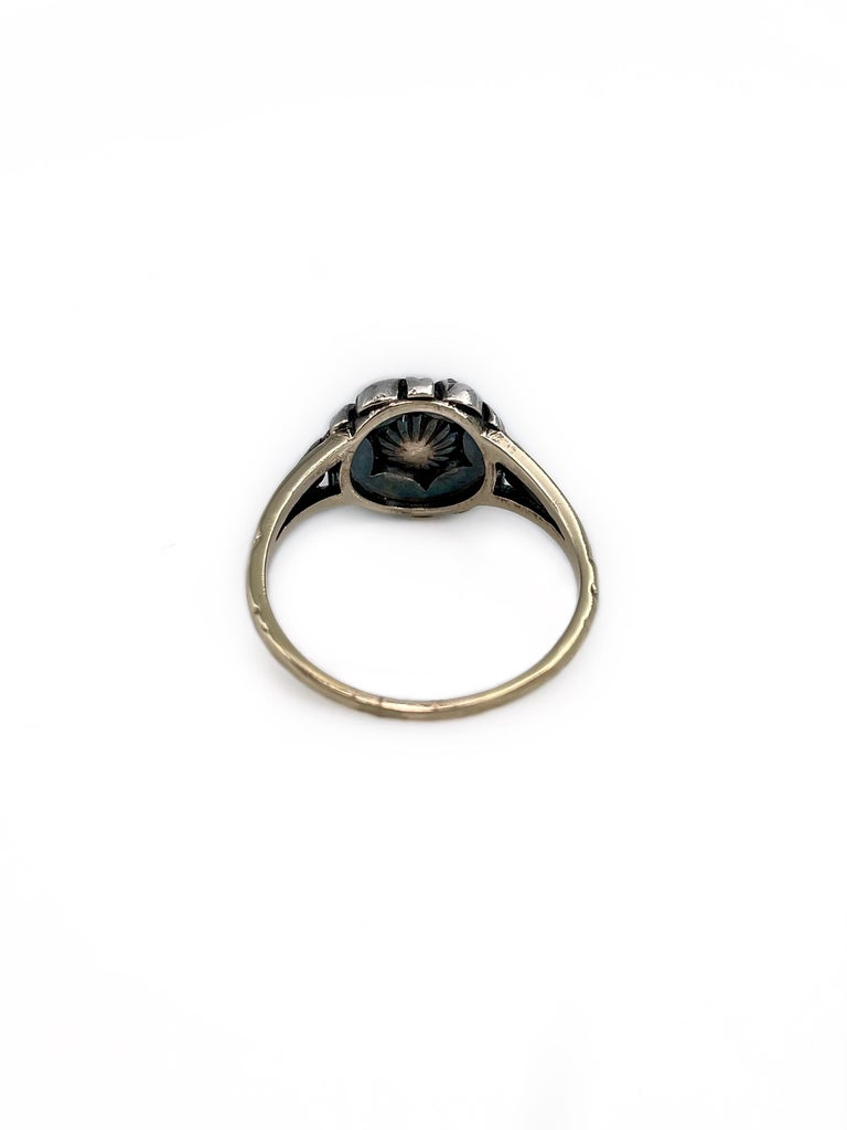 Victorian 14 Karat Gold Rose Cut Diamond Cluster Ring For Sale at 1stDibs
