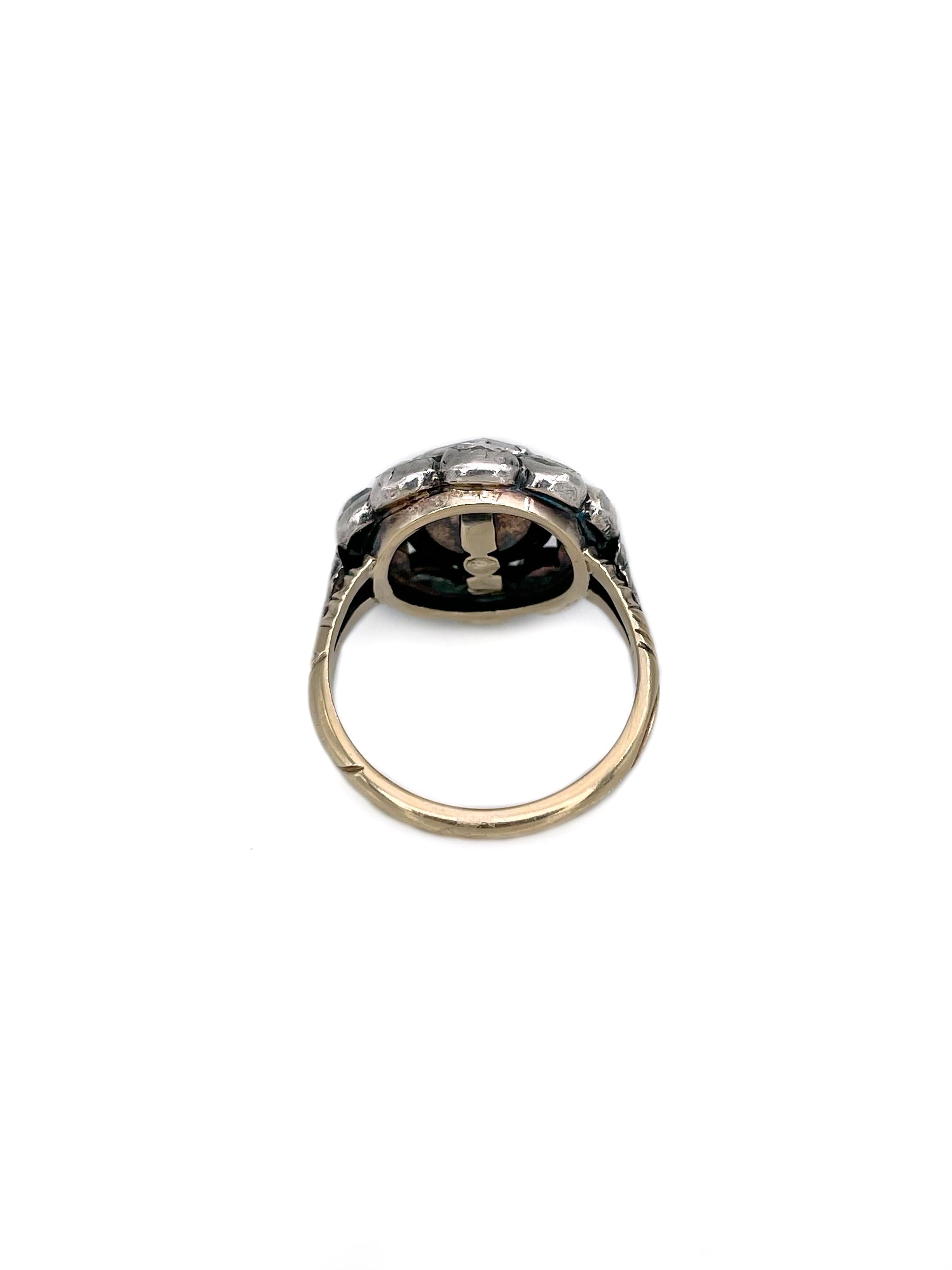 Victorian 14 Karat Gold Rose Cut Diamond Cluster Ring For Sale at 1stDibs